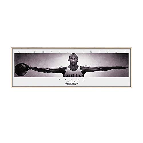 Michael Jordan Wings Leinwandbild, Wandkunst, Basketball-Stern-Poster für Wohnzimmer, rahmenlos, 50 x 150 cm (ungerahmt) von HomeDC