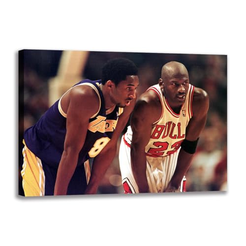 Michael Jordan und Young Kobe Bryant Wandkunst Leinwand Gemälde Poster und Drucke für Wohnzimmer Fan Geschenk (50 x 70 cm ungerahmt) von HomeDC