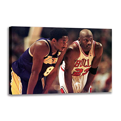 Michael Jordan und Young Kobe Bryant Wandkunst Leinwand Gemälde Poster und Drucke für Wohnzimmer Fan Geschenk (60 x 90 cm ungerahmt) von HomeDC