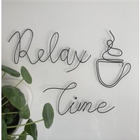 Wire Art Kaffee Wandschild, Relax Time Wanddekor, Küche Liebhaber, Personalisiert, Drahtfiguren, Geschenk Für Sie, Weihnachtsgeschenk von HomeDeHa