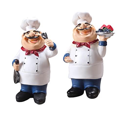 HomeDecTime 2er Set Chefkoch Figur Harz Küchenchef Statue Miniatur Chef Resin Figur Kochen Koch Home Restaurant Cafe Tischdekoration Sammlerstück Geschenke von HomeDecTime