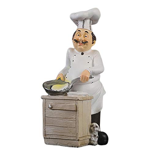 HomeDecTime Chef Holding Melting Dome Tray Statue Küchenchef Dekor Figur - Kochen von HomeDecTime