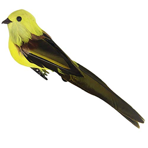 HomeDecTime Deko Schaum Vogel Figur Vögelchen aus Künstliche Feder Dekofigur Dekovögel - Gelb von HomeDecTime