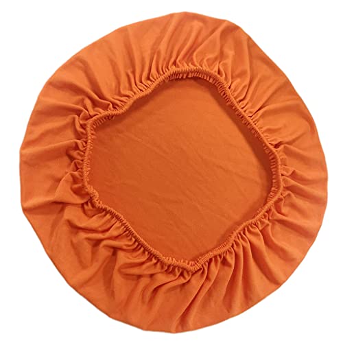 HomeDecTime Hockerbezug rund Stretch Stuhlhusse Stuhlbezug Hocker Husse Bezug Schonbezug Ottomane Abdeckung - Orange von HomeDecTime