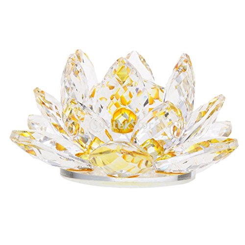 HomeDecTime Kristall Kerzenhalter Lotus Ständer Kerzenständer für Kerzen und Teelichte - Gelb von HomeDecTime