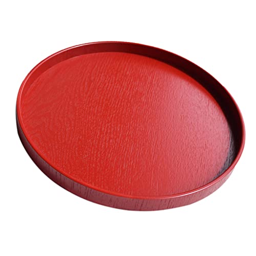 HomeDecTime Rund Deko Holztablett Serviertablett Dekoteller Servierplatte - rot, 30cm von HomeDecTime
