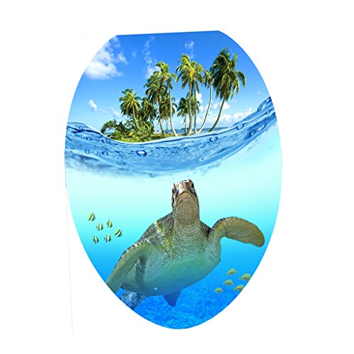 HomeDecTime Wasserdicht WC Aufkleber - Schildkröte, Tropisch, Tierdruck, Vinyl, Sticker, 1 Stück von HomeDecTime