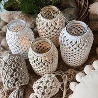Makramee Windlicht „Dreamy" - Boho Windlichter Mit Glas Handgefertigte Deko Für Tisch & Garten von HomeDecoFactory