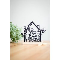 Deko Haus Home Holzdeko Zum Hinstellen Schwarzer Einweihungsgeschenk Flur Geburtstagsgeschenk Tischdeko Sommerdeko Frühlingsdekoration von HomeDecoLove