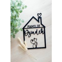 Familienschild Personalisiert Deko Zum Hinstellen Türschild Katzenmotiv Schwarz Einweihungsgeschenk Flur Hängen Familiennamenschild Familienschild Personalisiert Deko Zum Hinstellen Türschild Katzenmotiv Schwarz Einweihungsgeschenk Flur Hängen Familiennamenschild von HomeDecoLove