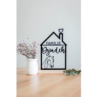 Familienschild Personalisiert Holzdeko Zum Hinstellen Türschild Pferd Schwarz Einweihungsgeschenk Flur Deko Hängen Weihnachtsgeschenk von HomeDecoLove