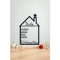 Familienschild Personalisiertes Weihnachtsgeschenk Aufsteller Haus Mit Namen Häuschen Geschenk Einweihung Geburtstag Eingangsbereich Deko von HomeDecoLove
