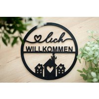 Haustür Willkommensschild Einweihungsgeschenk Türschild Schwarz Türdeko Modern Türkranz Eingangsbereich Deko Zum Hängen Hinstellen von HomeDecoLove