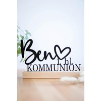 Kommunion Tischdeko Personalisert Kommunionsgeschenk Personalisierbar Erste Heilige Kommunionsdeko Mit Namen Schriftzug von HomeDecoLove