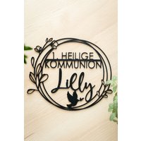 Kommunion Türschild Personalisert Kommunionsgeschenk Personalisierbar Erste Heilige Tischdeko Konfirmation Firmung von HomeDecoLove