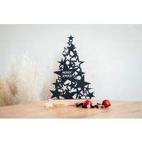 Tannenbaum Schwarz Deko Aufsteller Merry Xmas Weihnachtsgeschenk Weihnachtsdeko Modern Tischdeko Weihnachten Geschenkidee Winterdeko Flur von HomeDecoLove