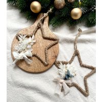 Jute Stern Mit Trockenblumen Trockenblumenstern Weihnachtdeko Weihnachtsgeschenk Trockenblumenkranz Weihnachten von HomeDecobyLaura