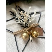 stern Trockenblumen Weihnachten Metallstern Weihnachtsdeko Trockenblumenkranz Gold Weihnachtskugel Schwarz Metallring von HomeDecobyLaura