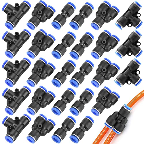 30 PCS Pneumatische Fittings Schnellsteckverbinder Druckluft Steckverbinder Luft Schnellkupplung 3 Form Einschließen T/Y/Gerade Schnellsteckverbinder Für Luft Wasser Schlauchanschluss(6mm/8mm) von HomeDejavu