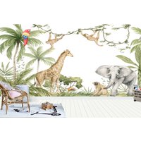 Afrika Tapete Für Kinder/Kids Safari Dschungel Tiere 3D Wallpaper von HomeDesignartDesigns