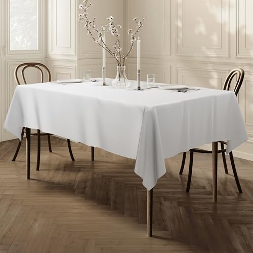 HomeDirect Qualitäts Tischdecke Textil Eckig 150 x 250 cm, Farbe wählbar (Weiß) von Home Direct