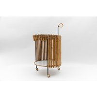 stunning Mid-Century Modern Round Serving Cart in Bamboo & Metal, 1950S von HomeDorado