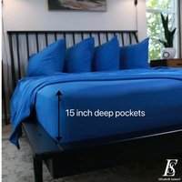 Blue King/Queen Size 100% Bambus 6 Stück Bettlaken Set - 400 Tc Extra Weiche Tiefe Taschen Verblassen Und Faltenbeständig Geschenkideen von HomeEssentialsUSA