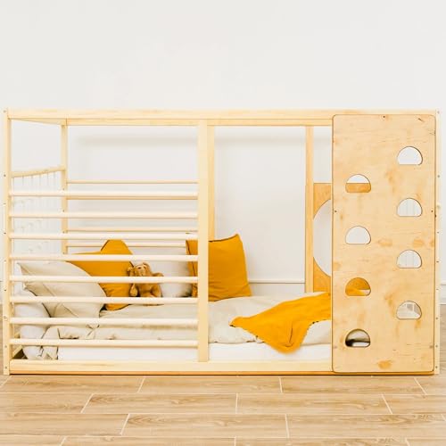 HOMEforDREAMS Gym Bett für Kinder ab 4 Jahren: Montessori-inspirierte 2-in-1-Kletterkonstruktion und Bettgestell (190x90cm, Mit Rock-Brett) von HOMEforDREAMS