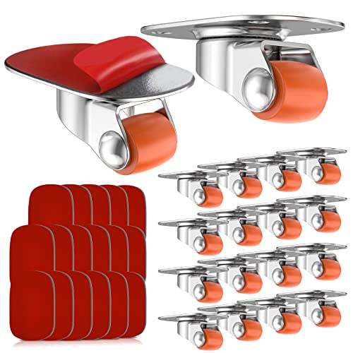 HomeGoGo Selbstklebende Lenkrollen – 360° Drehbar, Starker Nano-Klebstoff, Edelstahl Platte, 5kg Tragfähigkeit, Einfache Installation (16 Stück) von HomeGoGo