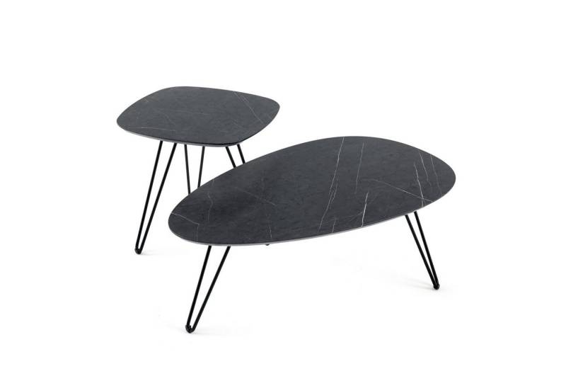 HomeGuru Couchtisch 2er Set,Satztisch,Beistelltisch,Marmormuster,gefast,modernes Design (2-St., Set) von HomeGuru