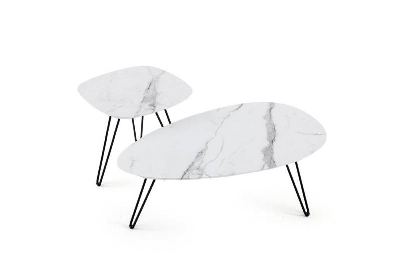 HomeGuru Couchtisch 2er Set,Satztisch,Beistelltisch,Marmormuster,gefast,modernes Design (2-St., Set) von HomeGuru