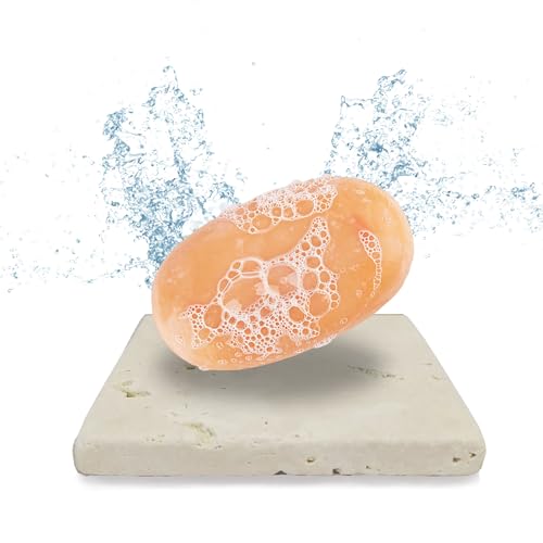 Moderne Travertin Seifenschale echter Naturstein - inkl. Antirutschfüßen - auch als Glas-Untersetzer oder für Deko, Pflanzen, Raclette von HomeHacker
