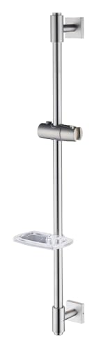 HomeHeng Duschstange 80cm mit Seifenschale, Brausestange Edelstahl SUS304 mit Duschkopfhalterung Handbrause Stange Duschkopfhalter Höhenverstellbar Gebürsteter Nickel,H811-80BN von HomeHeng