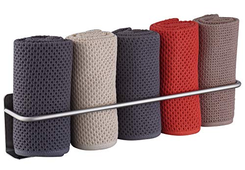 HomeHeng Gästehandtuchhalter Ohne Bohren, Selbstklebend Handtuchhalter Badezimmer 40cm, Handtuchregal Edelstahl Gebürstet Gästetuchhalter,T01-BN von HomeHeng