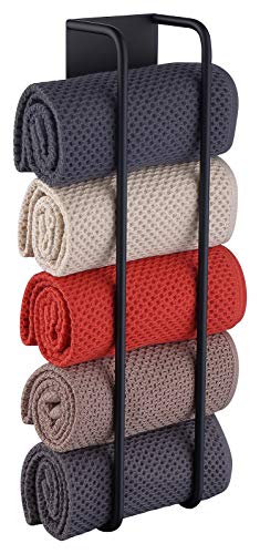 HomeHeng Gästehandtuchhalter Ohne Bohren Schwarz,Handtuchregal Selbstklebend Edelstahl SUS304 Handtuchaufbewahrer Korb Bad Handtuch Aufbewahrung 40cm,Y01-MB von HomeHeng