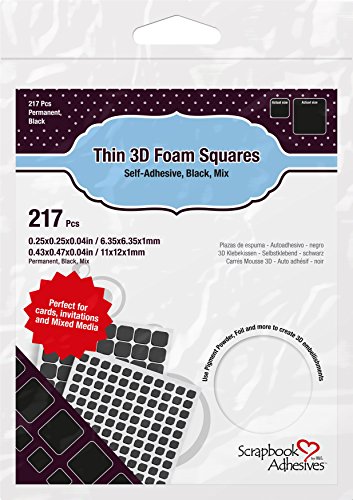 Scrapbook Adhesives Thin 3D Adhesive Foam Squares 217/Pkg-Black (63) .43"X.47" & (154) .25"X.25" von 3L