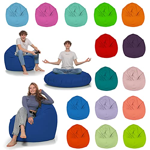 HomeIdeal - Sitzsack 2-in-1 Funktionen Bodenkissen für Erwachsene & Kinder - Gaming oder Entspannen - Indoor & Outdoor da er Wasserfest ist - mit EPS Perlen, Farbe:Blau, Größe:110 cm Durchmesser von HomeIdeal