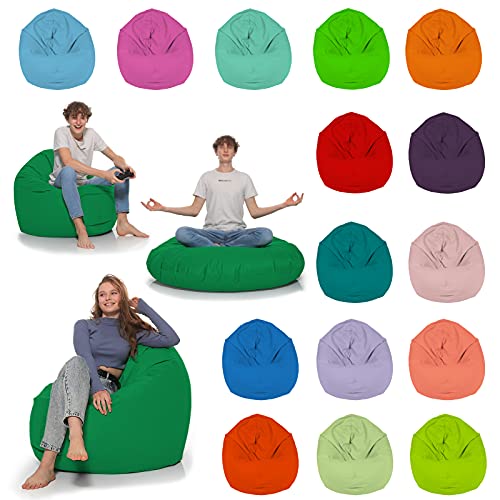 HomeIdeal - Sitzsack 2-in-1 Funktionen Bodenkissen für Erwachsene & Kinder - Gaming oder Entspannen - Indoor & Outdoor da er Wasserfest ist - mit EPS Perlen, Farbe:Grün, Größe:110 cm Durchmesser von HomeIdeal