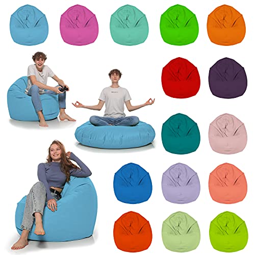 HomeIdeal - Sitzsack 2-in-1 Funktionen Bodenkissen für Erwachsene & Kinder - Gaming oder Entspannen - Indoor & Outdoor da er Wasserfest ist - mit EPS Perlen (Hellblau, 135 cm Durchmesser) von HomeIdeal
