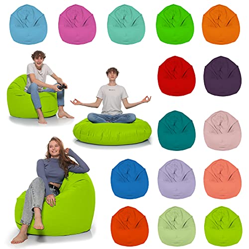 HomeIdeal - Sitzsack 2-in-1 Funktionen Bodenkissen für Erwachsene & Kinder - Gaming oder Entspannen - Indoor & Outdoor da er Wasserfest ist - mit EPS Perlen, Farbe:Kiwigrün, Größe:110 cm Durchmesser von HomeIdeal