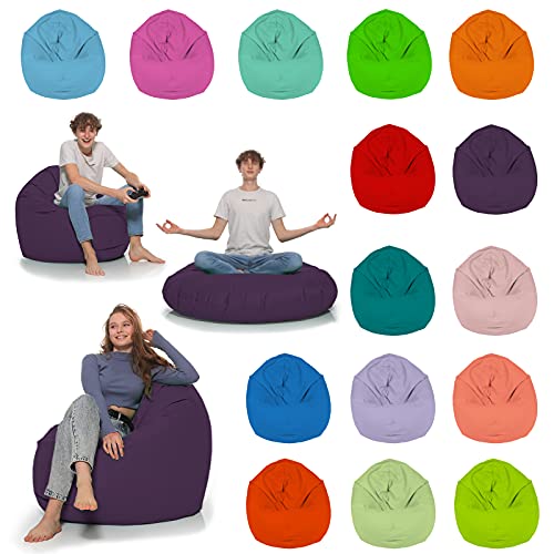 HomeIdeal - Sitzsack 2-in-1 Funktionen Bodenkissen für Erwachsene & Kinder - Gaming oder Entspannen - Indoor & Outdoor da er Wasserfest ist - mit EPS Perlen (Lila, 135 cm Durchmesser) von HomeIdeal