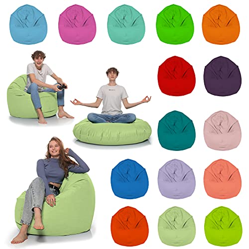 Sitzsack 2-in-1 Funktionen Bodenkissen für Erwachsene & Kinder - Gaming oder Entspannen - Indoor & Outdoor da er Wasserfest ist - mit EPS Perlen, Farbe:Limettengrün, Größe:130 cm Durchmesser von HomeIdeal