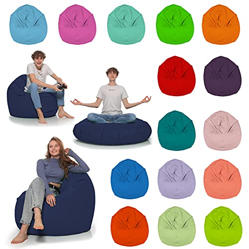 HomeIdeal - Sitzsack 2-in-1 Funktionen Bodenkissen für Erwachsene & Kinder - Gaming oder Entspannen - Indoor & Outdoor da er Wasserfest ist - mit EPS Perlen, Farbe:Marineblau, Größe:110 cm Durchmesser von HomeIdeal