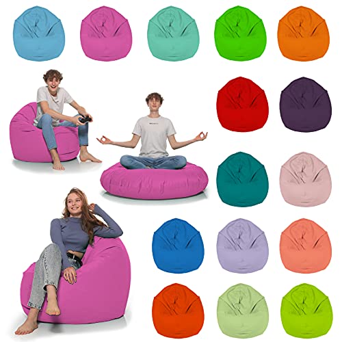 HomeIdeal - Sitzsack 2-in-1 Funktionen Bodenkissen für Erwachsene & Kinder - Gaming oder Entspannen - Indoor & Outdoor da er Wasserfest ist - mit EPS Perlen, Farbe:Rosa, Größe:110 cm Durchmesser von HomeIdeal