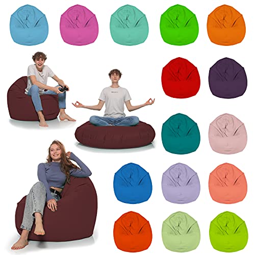 HomeIdeal - Sitzsack 2-in-1 Funktionen Bodenkissen für Erwachsene & Kinder - Gaming oder Entspannen - Indoor & Outdoor da er Wasserfest ist - mit EPS Perlen, Farbe:Weinrot, Größe:130 cm Durchmesser von HomeIdeal