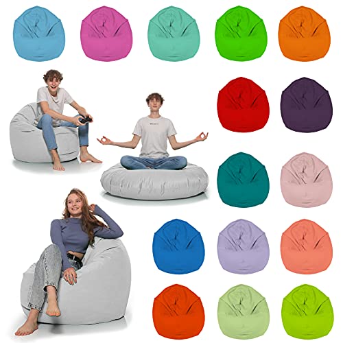 HomeIdeal - Sitzsack 2-in-1 Funktionen Bodenkissen für Erwachsene & Kinder - Gaming oder Entspannen - Indoor & Outdoor da er Wasserfest ist - mit EPS Perlen, Farbe:Weiß, Größe:110 cm Durchmesser von HomeIdeal