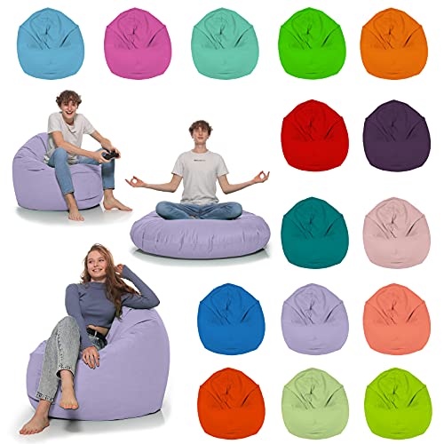 HomeIdeal - Sitzsack 2-in-1 Funktionen Bodenkissen für Erwachsene & Kinder - Gaming oder Entspannen - Indoor & Outdoor da er Wasserfest ist - mit EPS Perlen (Flieder, 145 cm Durchmesser) von HomeIdeal