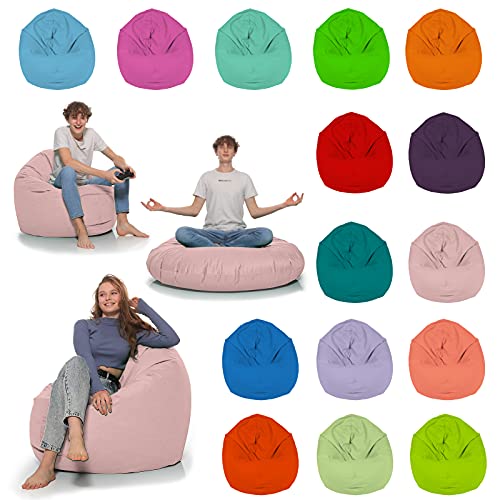 HomeIdeal - Sitzsack 2-in-1 Funktionen Bodenkissen für Erwachsene & Kinder - Gaming oder Entspannen - Indoor & Outdoor da er Wasserfest ist - mit EPS Perlen (Puderrosa, 135 cm Durchmesser) von HomeIdeal