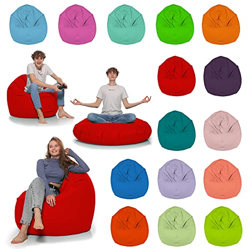 HomeIdeal - Sitzsack 2-in-1 Funktionen Bodenkissen für Erwachsene & Kinder - Gaming oder Entspannen - Indoor & Outdoor da er Wasserfest ist - mit EPS Perlen (Rot, 135 cm Durchmesser) von HomeIdeal