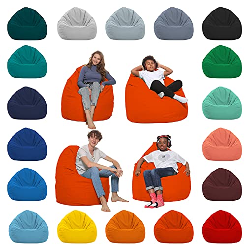 HomeIdeal - Sitzsack XXL Bodenkissen für Erwachsene & Kinder - Geeignet für Gaming oder Entspannen - Indoor wie Outdoor da er Wasserfest ist - mit EPS Perlen, Farbe:Neonorange, Größe:XXL von HomeIdeal